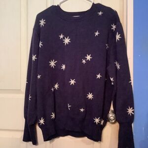 Women’s Free Assembly Navy Blue with white Stars Sweater  Size XXL